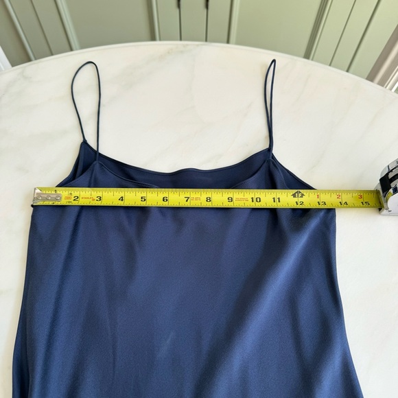 Theory Telson Silk Satin Slip Dress Blue Sz 2 - Picture 7 of 8